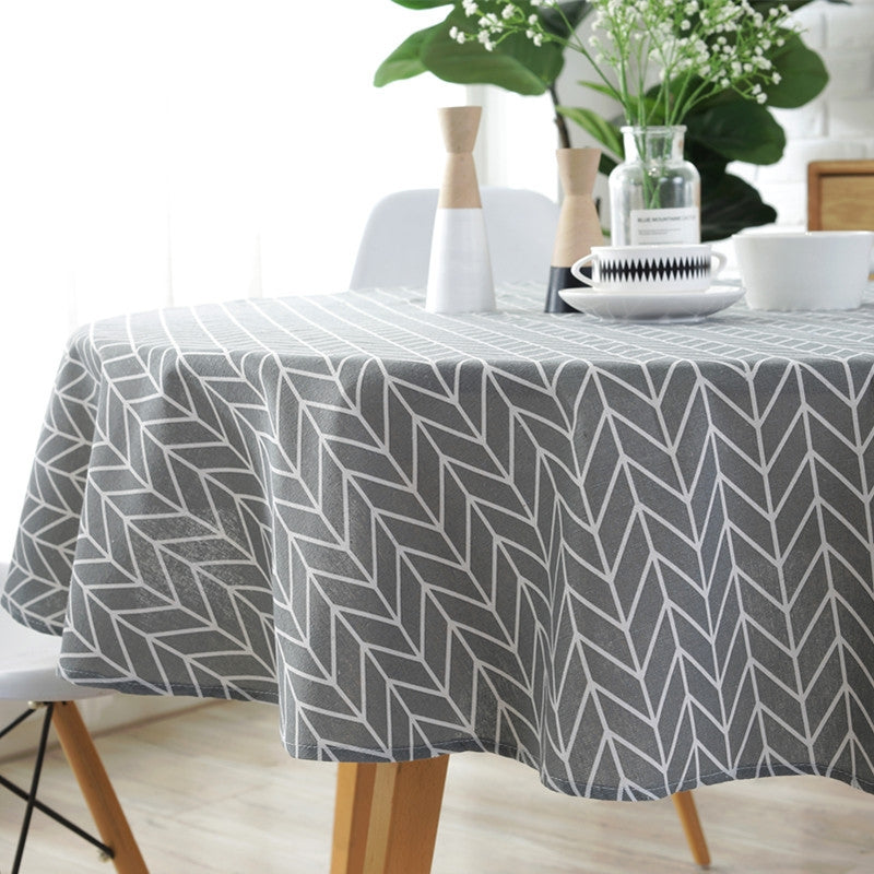 ELECTROPRIME Polyester Cotton Round Tablecloth Dust-proof Cotton and Linen Printing Tablecloth, Diameter:150cm(Gray Arrow)