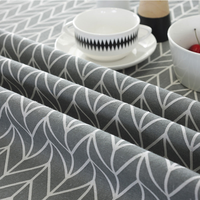 ELECTROPRIME Polyester Cotton Round Tablecloth Dust-proof Cotton and Linen Printing Tablecloth, Diameter:150cm(Gray Arrow)