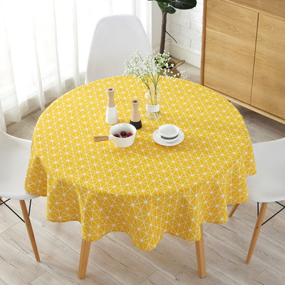 ELECTROPRIME Polyester Cotton Round Tablecloth Dust-proof Cotton and Linen Printing Tablecloth, Diameter:150cm(Yellow Rice)