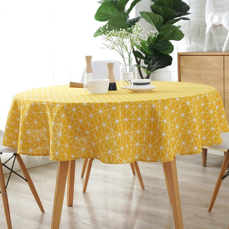ELECTROPRIME Polyester Cotton Round Tablecloth Dust-proof Cotton and Linen Printing Tablecloth, Diameter:150cm(Yellow Rice)