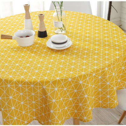 ELECTROPRIME Polyester Cotton Round Tablecloth Dust-proof Cotton and Linen Printing Tablecloth, Diameter:150cm(Yellow Rice)