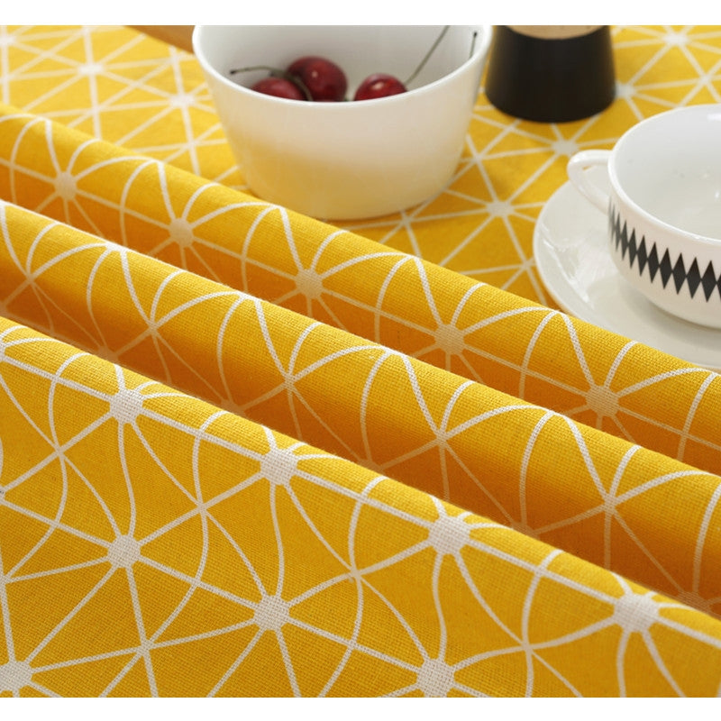 ELECTROPRIME Polyester Cotton Round Tablecloth Dust-proof Cotton and Linen Printing Tablecloth, Diameter:150cm(Yellow Rice)