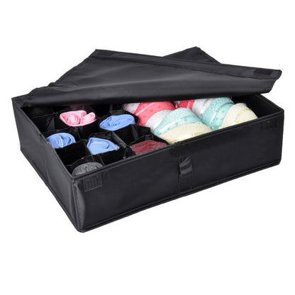 ELECTROPRIME Oxford Cloth Underwear Socks Assortment Storage with Lid Finishing Box(Black)