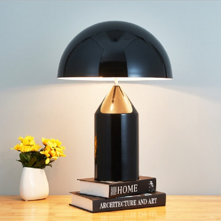 ELECTROPRIME Black E14 LED Metal Mushroom Table Lamp Bedroom Decorative Table Lamp EU Plug, Size:L