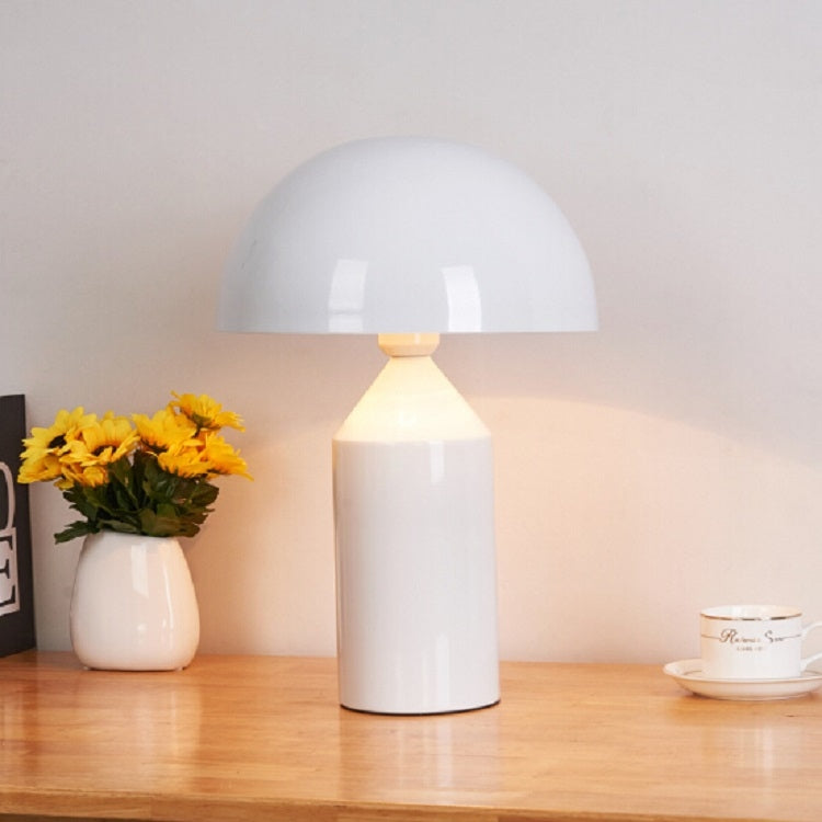 ELECTROPRIME White E14 LED Metal Mushroom Table Lamp Bedroom Decorative Table Lamp EU Plug, Size:S