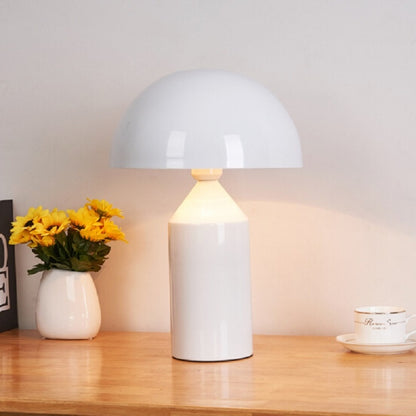 ELECTROPRIME White E14 LED Metal Mushroom Table Lamp Bedroom Decorative Table Lamp EU Plug, Size:S