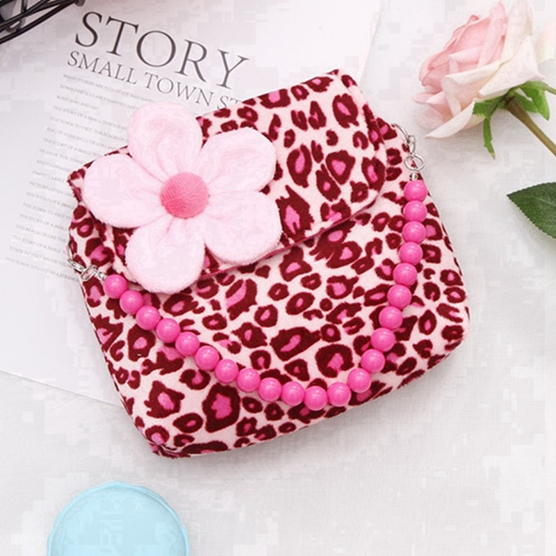 ELECTROPRIME Fashion Shoulder Bag Children Girls Princess Flower Messenger Handbag Lovely Purses(Rose red leopard)