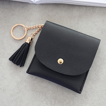 ELECTROPRIME Fashion Women Wallet Short Leather Mini Casual ID Card Holders Bags Ladies Coin Clutch Tassel Bag(Black)