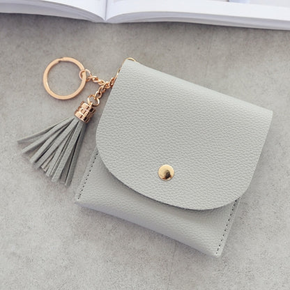 ELECTROPRIME Fashion Women Wallet Short Leather Mini Casual ID Card Holders Bags Ladies Coin Clutch Tassel Bag(Gray)