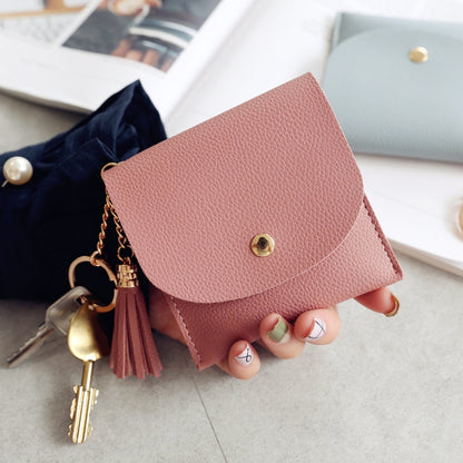 ELECTROPRIME Fashion Women Wallet Short Leather Mini Casual ID Card Holders Bags Ladies Coin Clutch Tassel Bag(Pink)