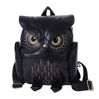ELECTROPRIME Owl Pattern Shoulder Bag Female PU Personality Backpack(Red)