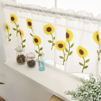 ELECTROPRIME Simple Daisy Half Curtain Balcony Bedroom Curtain Light Curtain