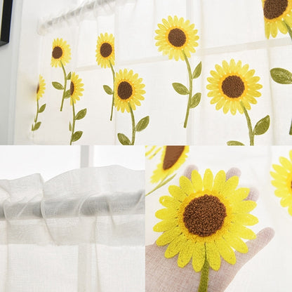 ELECTROPRIME Simple Daisy Half Curtain Balcony Bedroom Curtain Light Curtain