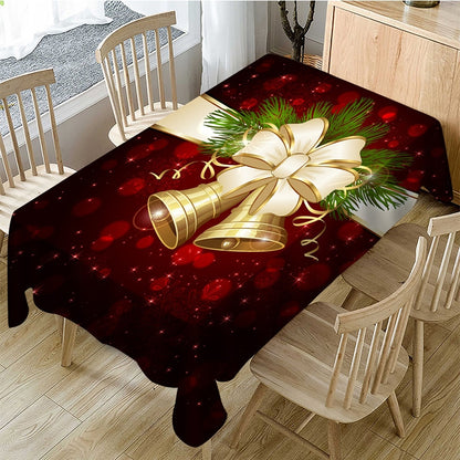 ELECTROPRIME Household Rectangular Tablecloth Christmas Dining Coffee Table Cloth Decoration, Size:140x140cm(Christmas Bell)