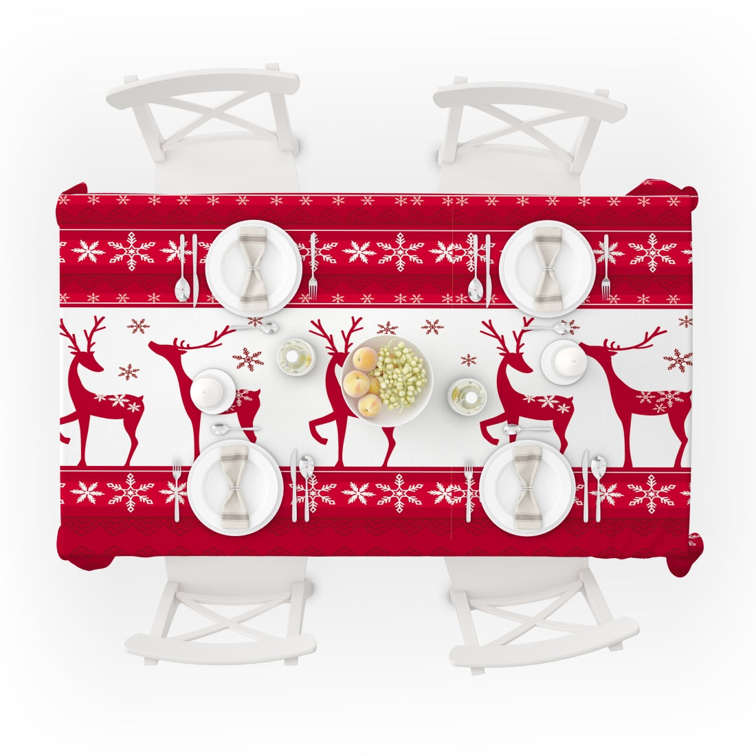 ELECTROPRIME Household Rectangular Tablecloth Christmas Dining Coffee Table Cloth Decoration, Size:140x140cm(Christmas Elk)