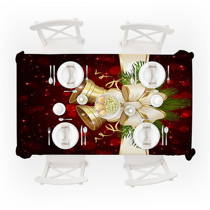 ELECTROPRIME Household Rectangular Tablecloth Christmas Dining Coffee Table Cloth Decoration, Size:140x180cm(Christmas Bell)