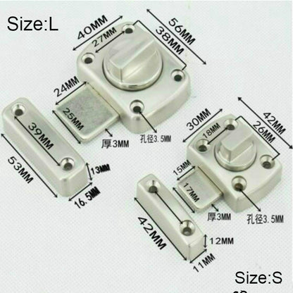 ELECTROPRIME Universal Door Latch Security Sliding Door Lock with Screws, Size:L(Brushed Silver)