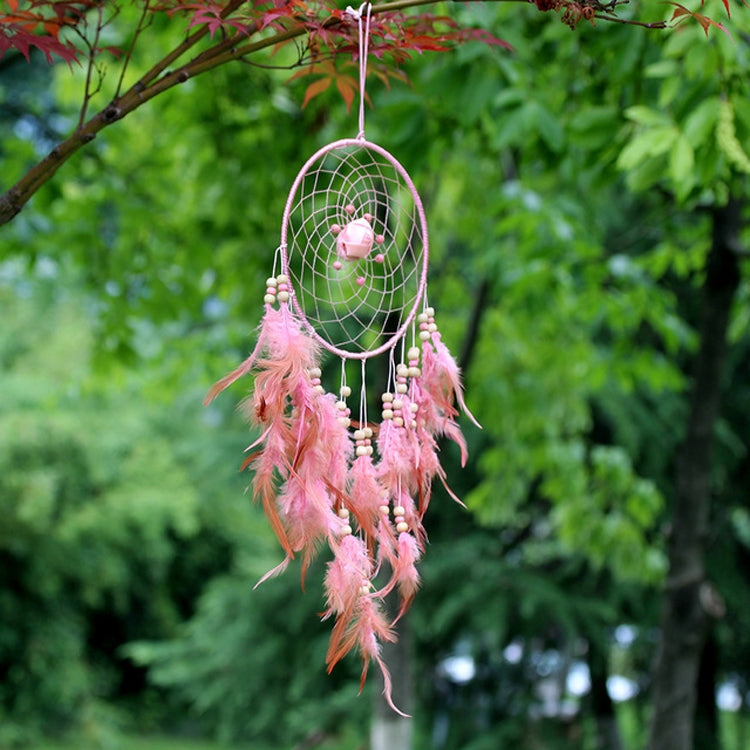 ELECTROPRIME Creative Weaving Crafts Car Ornaments Dreamcatcher Wall Hanging Jewelry(Pink)