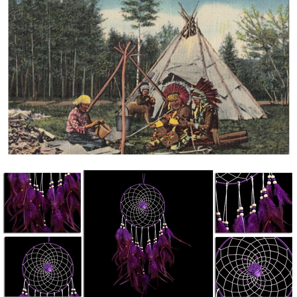 ELECTROPRIME Creative Weaving Crafts Car Ornaments Dreamcatcher Wall Hanging Jewelry(Pink)
