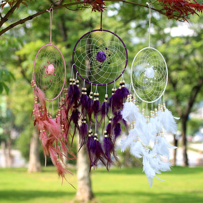 ELECTROPRIME Creative Weaving Crafts Car Ornaments Dreamcatcher Wall Hanging Jewelry(Pink)