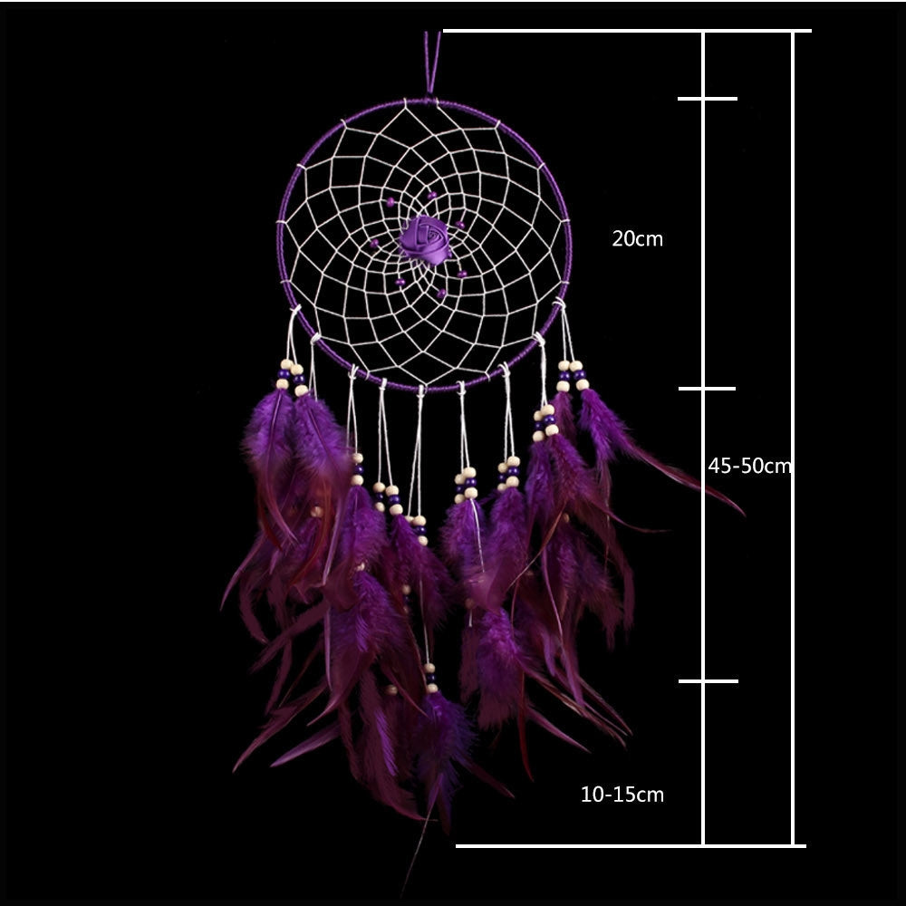ELECTROPRIME Creative Weaving Crafts Car Ornaments Dreamcatcher Wall Hanging Jewelry(Pink)