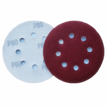 ELECTROPRIME 100 PCS 125MM Flocking Sandpaper 5 Inch 8 Hole Disc Sandpaper Self-adhesive Sandpaper, Grit:180 Mesh