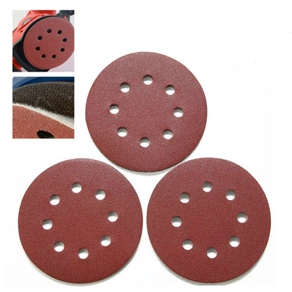 ELECTROPRIME 100 PCS 125MM Flocking Sandpaper 5 Inch 8 Hole Disc Sandpaper Self-adhesive Sandpaper, Grit:400 Mesh