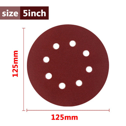 ELECTROPRIME 100 PCS 125MM Flocking Sandpaper 5 Inch 8 Hole Disc Sandpaper Self-adhesive Sandpaper, Grit:600 Mesh