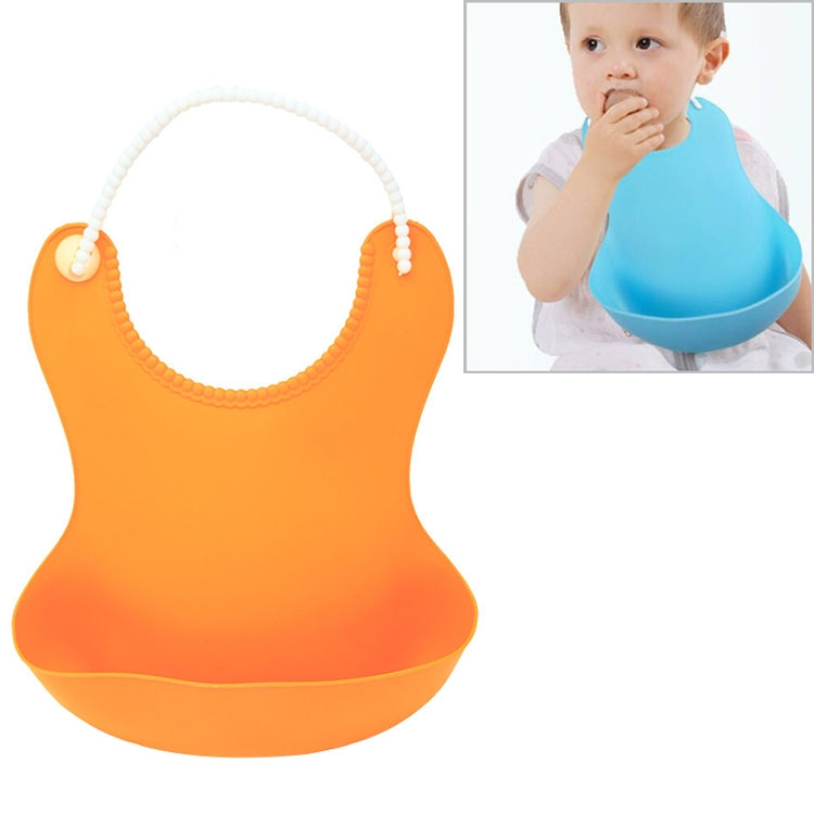 ELECTROPRIME Baby Infant Toddler Waterproof Silicone Bib Infants Feeding Lunch Roll-up Apron(Orange)