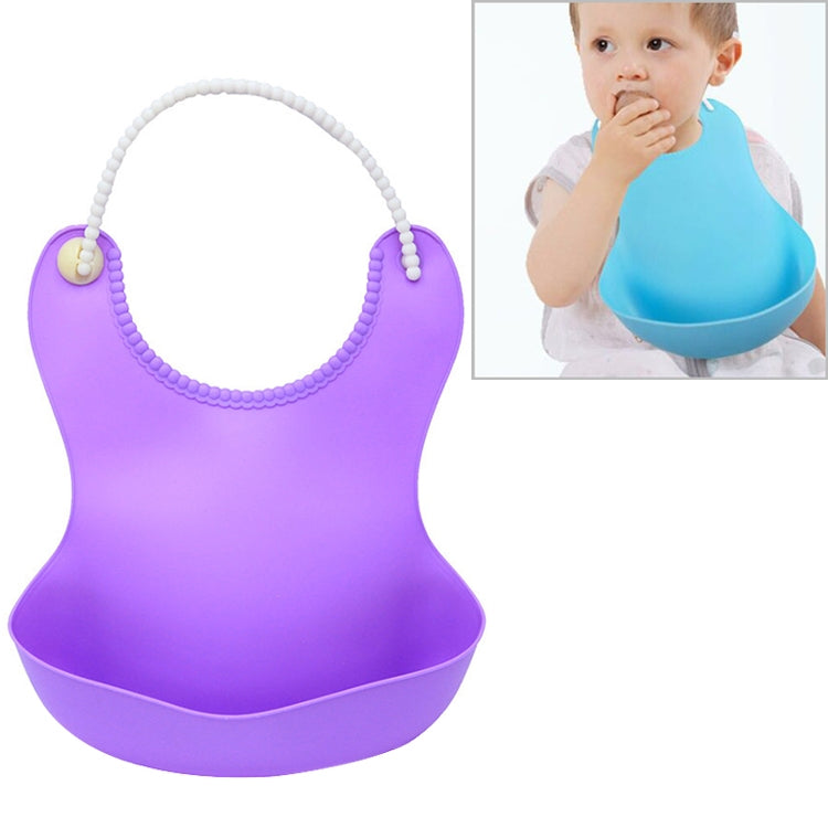 ELECTROPRIME Baby Infant Toddler Waterproof Silicone Bib Infants Feeding Lunch Roll-up Apron(Purple)