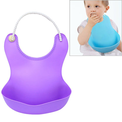 ELECTROPRIME Baby Infant Toddler Waterproof Silicone Bib Infants Feeding Lunch Roll-up Apron(Purple)