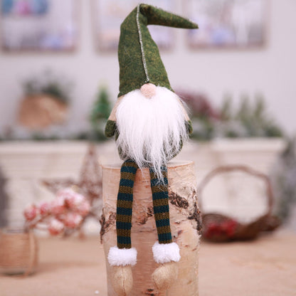 ELECTROPRIME Cute Sitting Faceless Long-legged Elf Doll Christmas Decoration(Green)