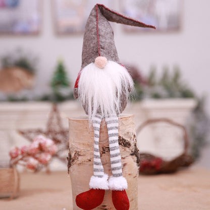 ELECTROPRIME Cute Sitting Faceless Long-legged Elf Doll Christmas Decoration(Grey)