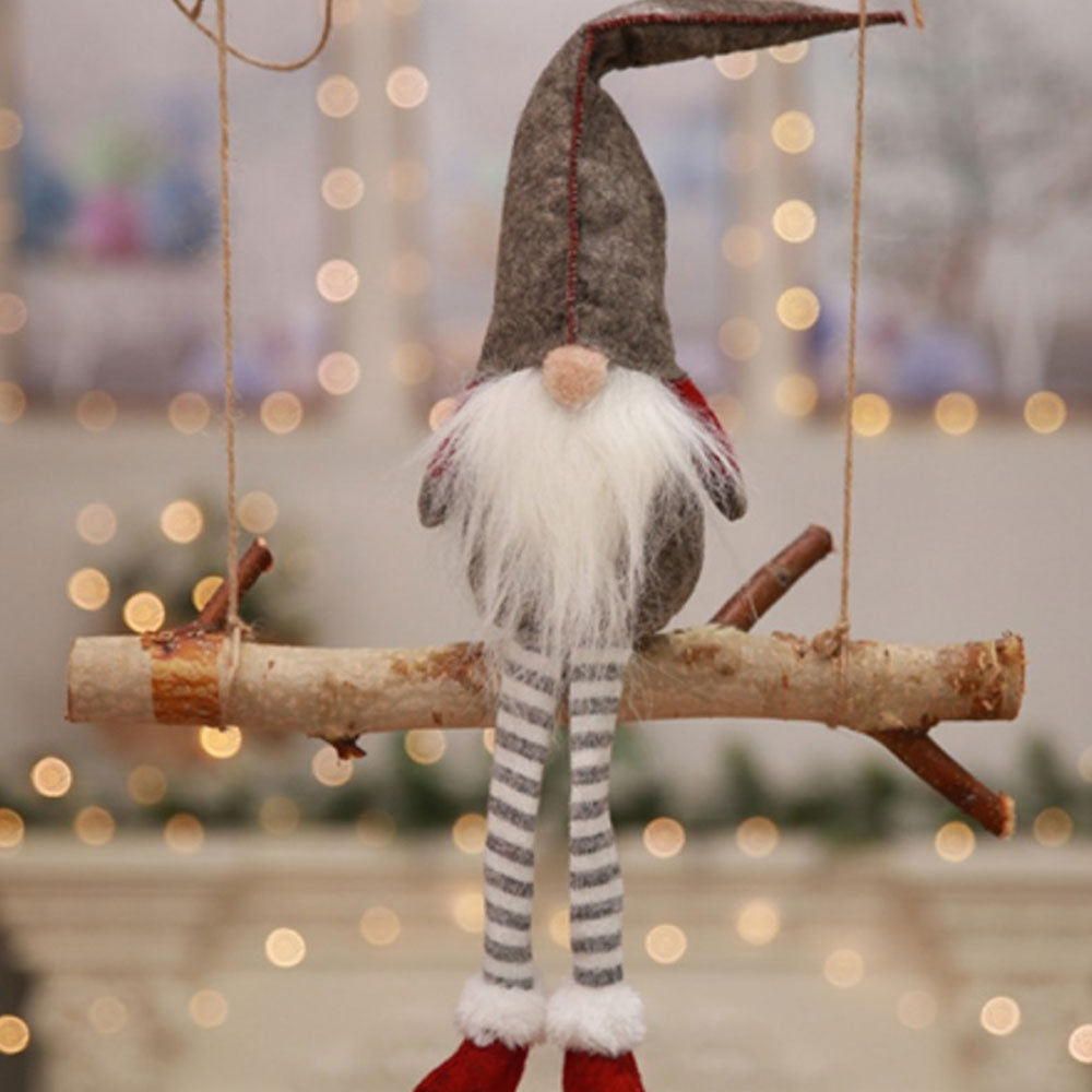 ELECTROPRIME Cute Sitting Faceless Long-legged Elf Doll Christmas Decoration(Grey)
