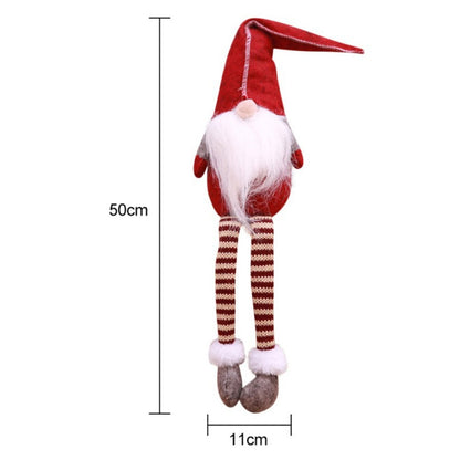 ELECTROPRIME Cute Sitting Faceless Long-legged Elf Doll Christmas Decoration(Red)