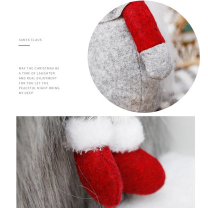 ELECTROPRIME Cute Sitting Faceless Long-legged Elf Doll Christmas Decoration(Red)