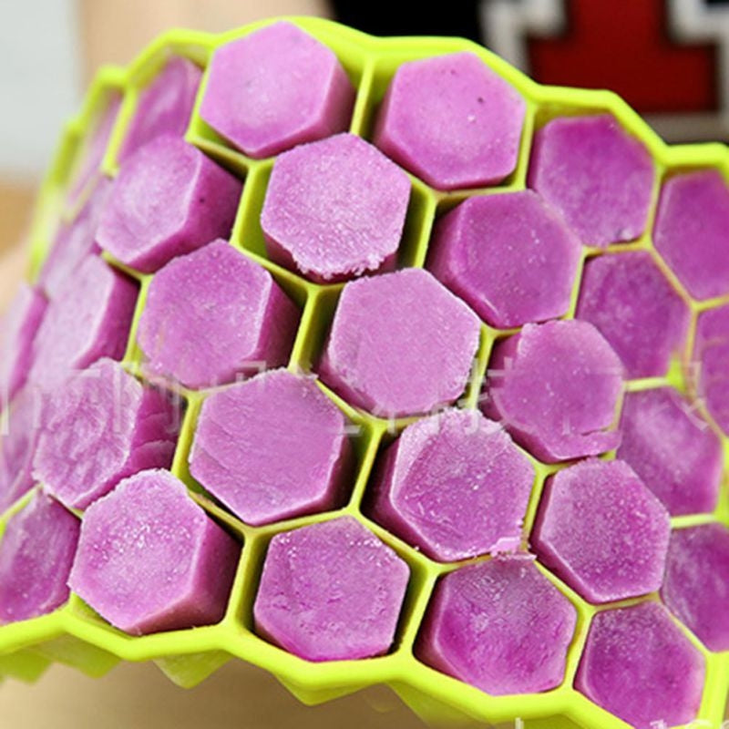 ELECTROPRIME 37 Grids Ice Cubes Honeycomb Ice Cream Maker Form DIY Mould Popsicle Molds Yogurt Ice Box Fridge Treats Freezer(Purple)