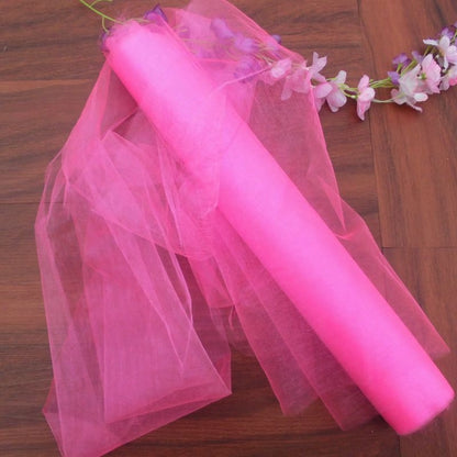 ELECTROPRIME 3pcs Tulle Roll Crystal Fabric Organza Tulle Roll Spool Decoration for Wedding Birthday Party, Size:2.5mx48cm(Dark Pink)