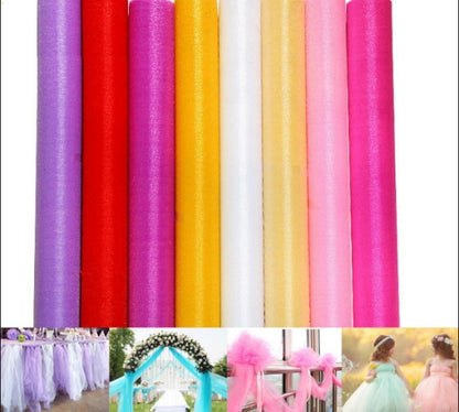ELECTROPRIME 3pcs Tulle Roll Crystal Fabric Organza Tulle Roll Spool Decoration for Wedding Birthday Party, Size:2.5mx48cm(Sky Blue)