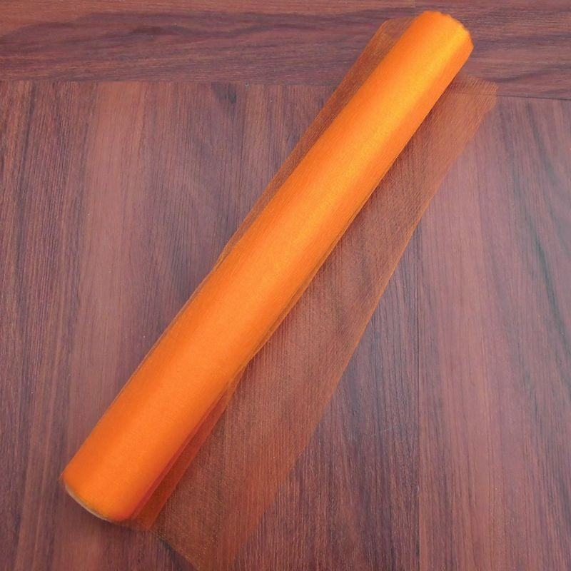 ELECTROPRIME 3pcs Tulle Roll Crystal Fabric Organza Tulle Roll Spool Decoration for Wedding Birthday Party, Size:2.5mx48cm(Orange)