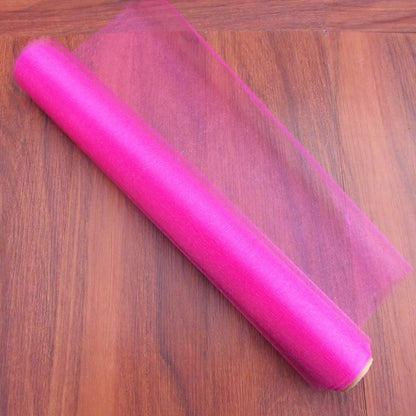 ELECTROPRIME 3pcs Tulle Roll Crystal Fabric Organza Tulle Roll Spool Decoration for Wedding Birthday Party, Size:2.5mx48cm(Rose Red)
