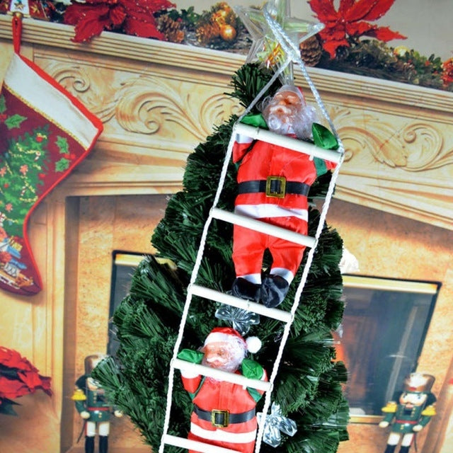 ELECTROPRIME Christmas Pendant Ladder Santa Claus Doll Tree New Year Ornaments(25cm 2 person)