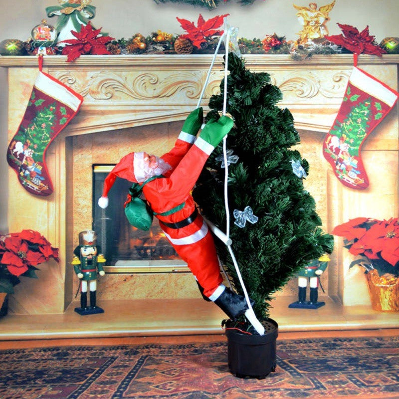 ELECTROPRIME Christmas Pendant Ladder Santa Claus Doll Tree New Year Ornaments(25cm one person rope)