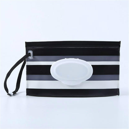 ELECTROPRIME Baby Wipes Portable Removable Bag EVA Flip Sanitary Wipes Bag(Black And Gray Stripes)