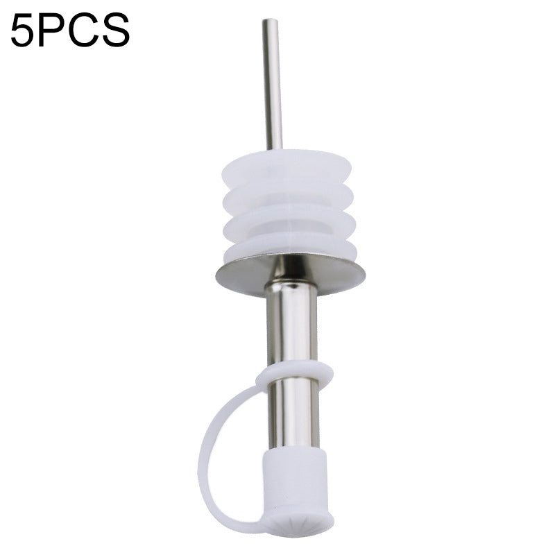 ELECTROPRIME 5 PCS Glass Bottle Stopper Stainless Steel Oil Stopper Silicone Stopper White Hat Straight Mouth