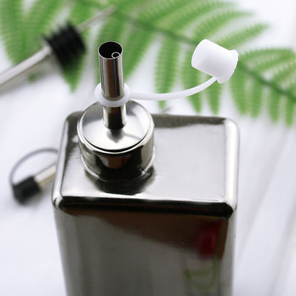 ELECTROPRIME 5 PCS Glass Bottle Stopper Stainless Steel Oil Stopper Silicone Stopper White Hat Automatic Cap