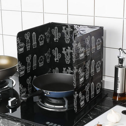 ELECTROPRIME Gas Stove Aluminum Foil Oil Plate Kitchen Splash Guard High Temperature Oil Insulation Board(Geometric White Background)