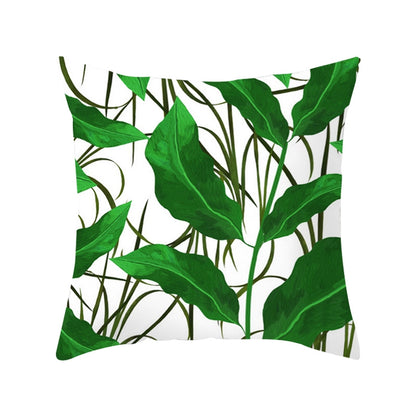 ELECTROPRIME Tropical Plants Pillow Case Polyester Decorative Pillowcases Green Leaves Throw Pillow Cover Square 45CM x45CM(1)