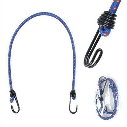 ELECTROPRIME Outdoor Bundling Rope Elastic Tents Metal Buckle High Stretch Clothesline Camping Luggage Packing Hook(Double Hook Blue)