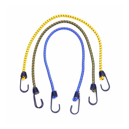 ELECTROPRIME Outdoor Bundling Rope Elastic Tents Metal Buckle High Stretch Clothesline Camping Luggage Packing Hook(Double Hook Blue)